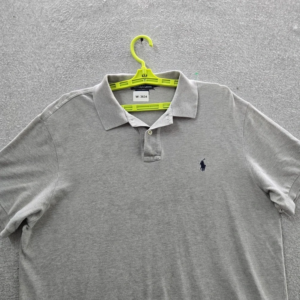 Polo Ralph Lauren Men Polo XL Gray Embroidered Pony Logo‎ Custom Short Sleeve